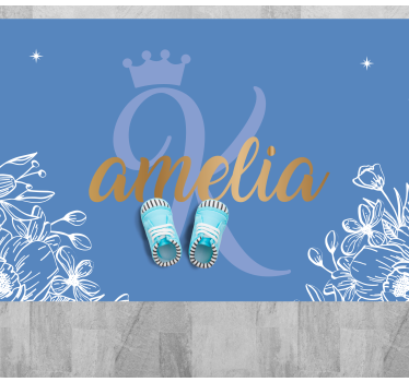 Floral name and initial teenage bedroom rug - TenStickers