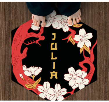 Personalized Floral Harmony custom floor mat - TenStickers