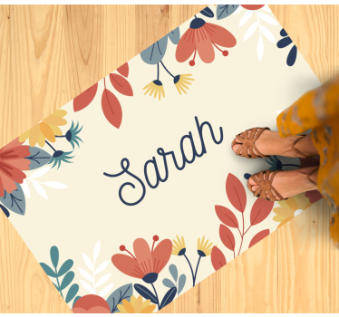 Personalized Floral Name custom floor mat - TenStickers