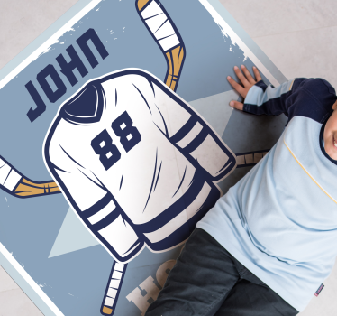 Personalized Hockey Emblem custom floor mat - TenStickers
