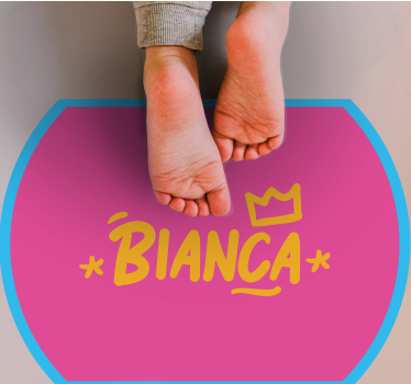 Blue bordered rug with name custom floor mat - TenStickers