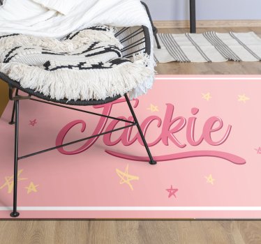 Pink name with stars teenage bedroom rug - TenStickers