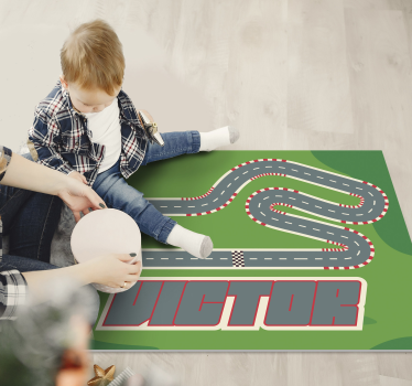 personalized racing track  personalised vinyl rug - TenStickers
