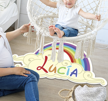 Personalized Rainbow Cloud Design nursery rug - TenStickers