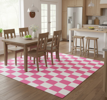 Pink checked kitchen vinyl mat - TenStickers