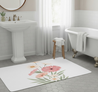 Pink daisies bathroom mat - TenStickers