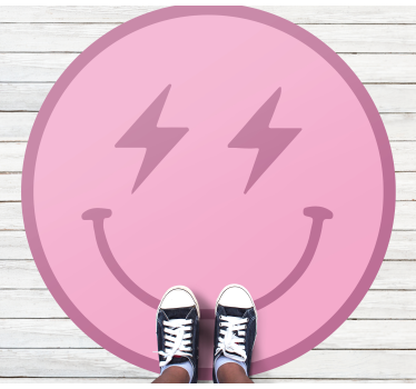 Pink lightning smiley face contemporary rugs - TenStickers