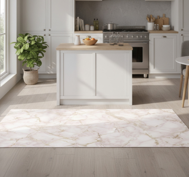 Pink marble kitchen vinyl mat - TenStickers
