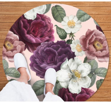 Pink red flower blurry flower rug - TenStickers