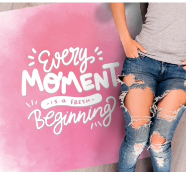 Pink watercolor positive quote square rug - TenStickers