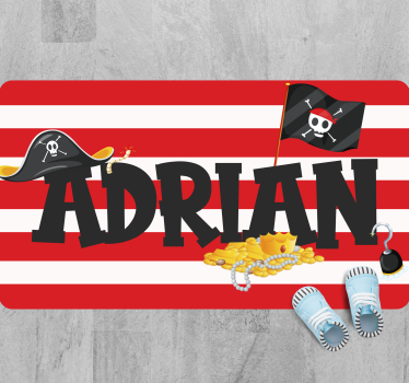 Pirate hat  personalised vinyl rug - TenStickers