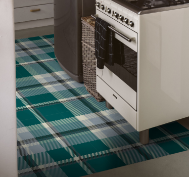 Blue plaid design kitchen mat - TenStickers