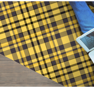 Plaid yellow print texture rug - TenStickers