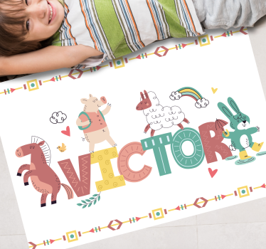 Playful Alphabet Animals custom floor mat - TenStickers