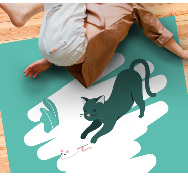 Playful Cat Pursuit bedroom carpet - TenStickers