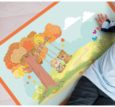 Baby bears on swings kids carpet - TenStickers