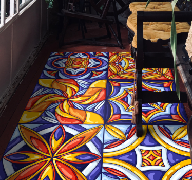 Portuguese tiles style hall vinyl rug - TenStickers