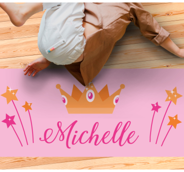 Wands and crown with name kids rug - TenStickers