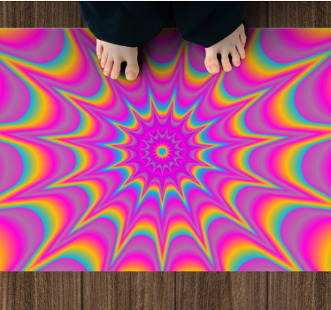 Psychedelic optical retro star rectangular jute rug - TenStickers
