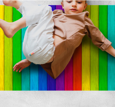 Realistic Rainbow Wooden teenage rugs for bedrooms - TenStickers