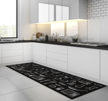 Rectangular kitchen tools modern vinyl rug - TenStickers