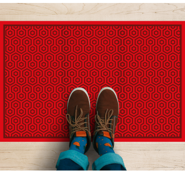 Red gometric pattern kitchen flooring - TenStickers