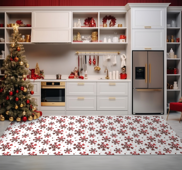 Red snowflakes festive floor mat - TenStickers