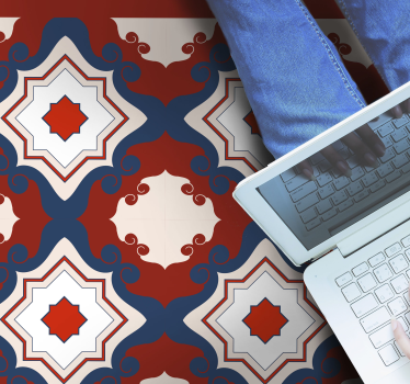 Red Vintage Tiles mosaic vinyl flooring - TenStickers