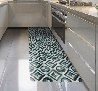 Retro figures mosaic vinyl rug - TenStickers