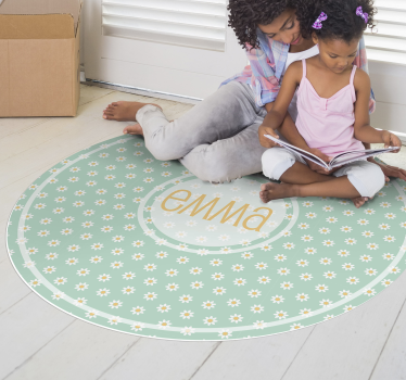 round daisies  personalised vinyl rug - TenStickers