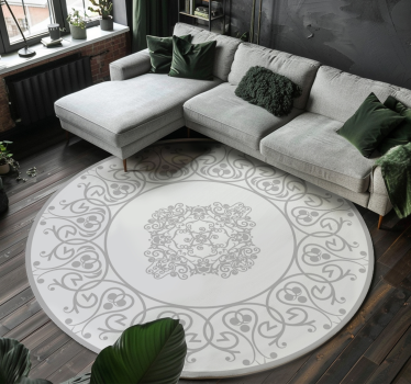 round damask white rug - TenStickers