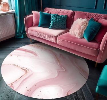 Round shaped pink & white colors marble rug - TenStickers