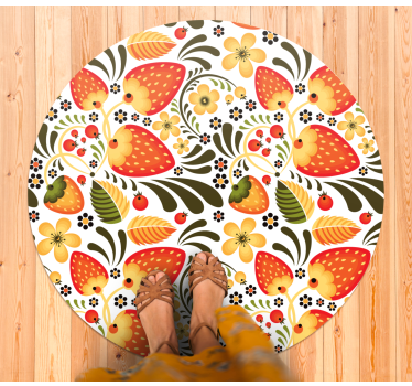 Russian strawberries and golden plants ethnic style rugs - TenStickers