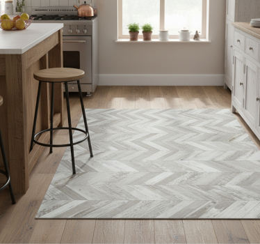 Rustic v-plank kitchen vinyl mat - TenStickers