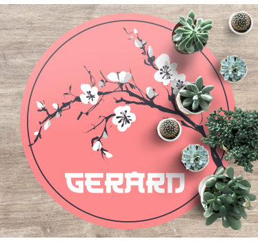 Sakura japanese flowers with name personalised vinyl rug - TenStickers