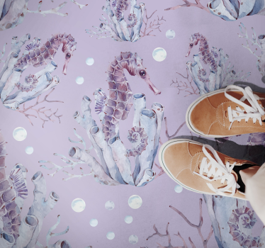 Seahorse coral design bathroom mat - TenStickers