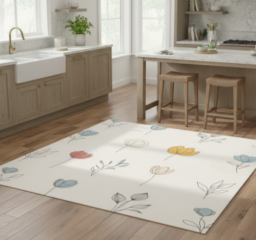 Set of floral design kitchen vinyl mat - TenStickers