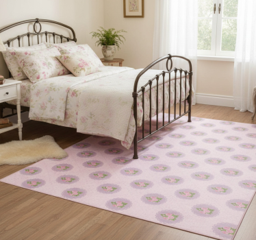 Shabby chic pink squared pattern bedroom carpet - TenStickers