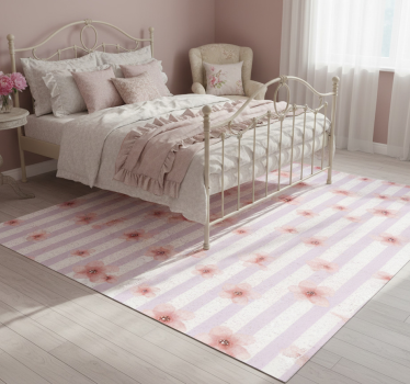 Shabby chic vertical pink stripes bedroom carpet - TenStickers