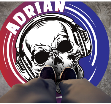 Custom skull headphones teenage bedroom rug - TenStickers