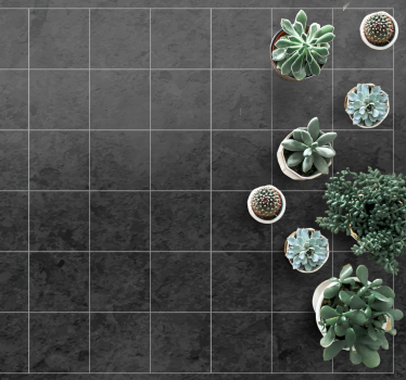 Sleek Black Squares stone effect vinyl rug - TenStickers