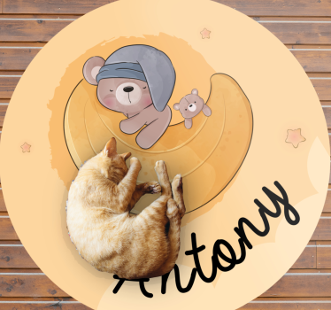Sleepy bear with name custom floor mat - TenStickers