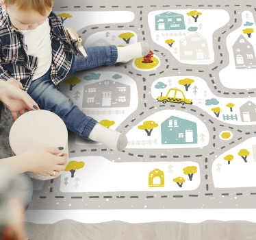 snowy city landscape with roads road mat - TenStickers