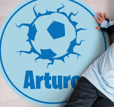 Beaking football ball with name kids rug - TenStickers