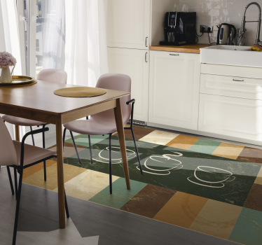 Steaming Coffee Cups kitchen mat - TenStickers
