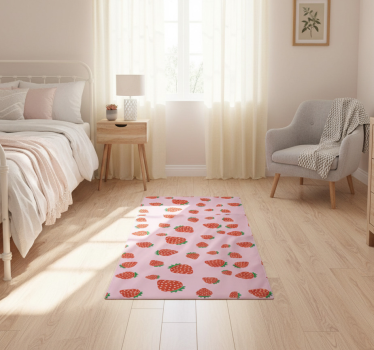 Strawberries pattern on pink background bedroom carpet - TenStickers
