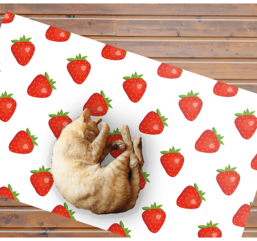 Strawberry pattern on bright background kitchen flooring - TenStickers