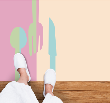 Stylish Utensil Silhouettes kitchen mat - TenStickers
