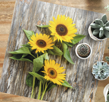 Sunflower Arrangement wood effect rug - TenStickers