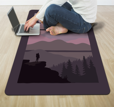 Sunset in the mountains bedroom carpet - TenStickers
